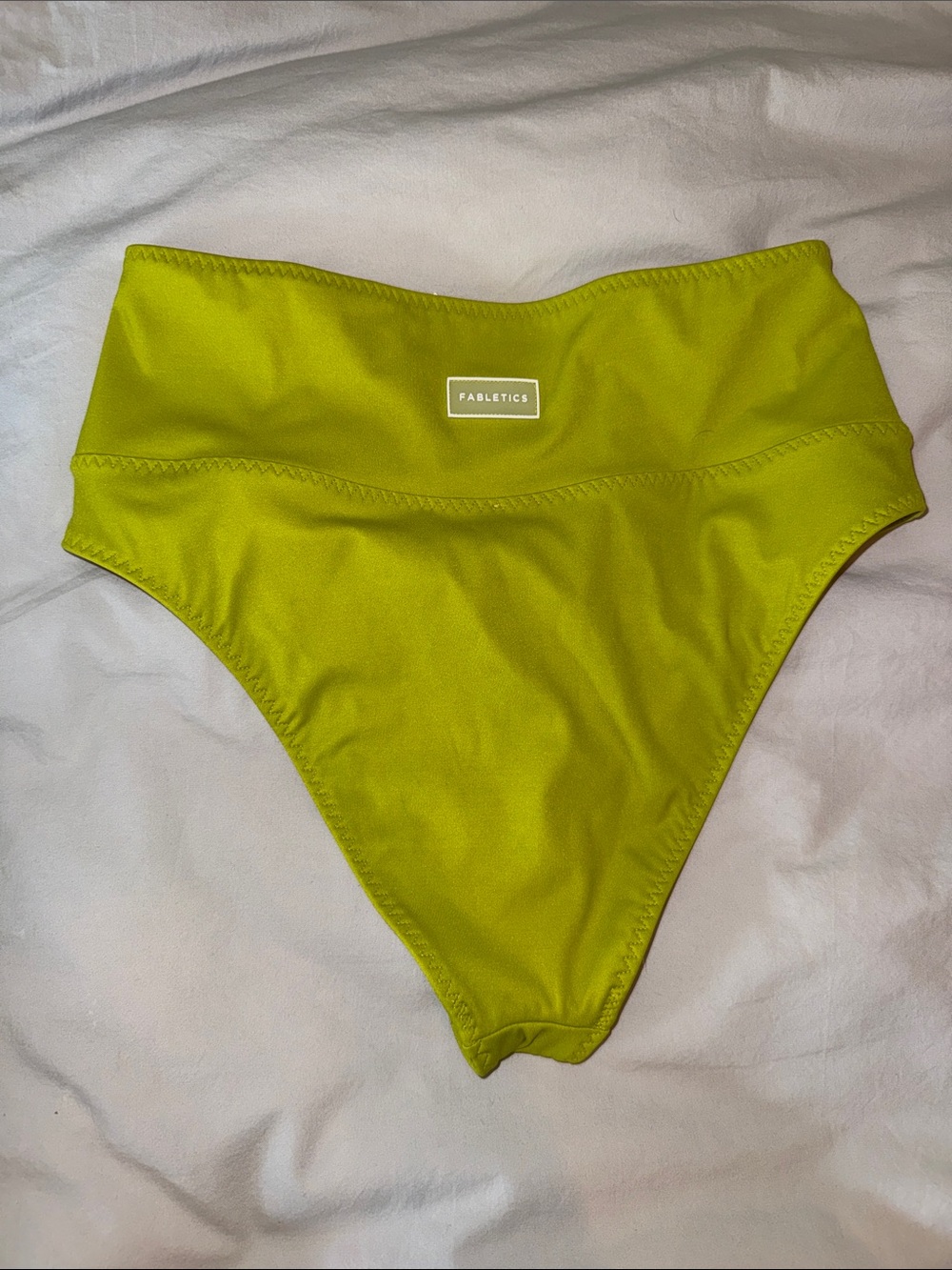 Fabletics Martini High-Waisted Cross-Over Swim Bottoms in Lime Green